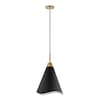 Nuvo Tango 1-Light Medium Pendant - Matte Black with Burnished Brass 60/7473